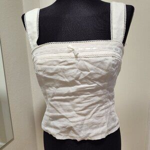 Reformation Eloise Smocked Tank in white linen